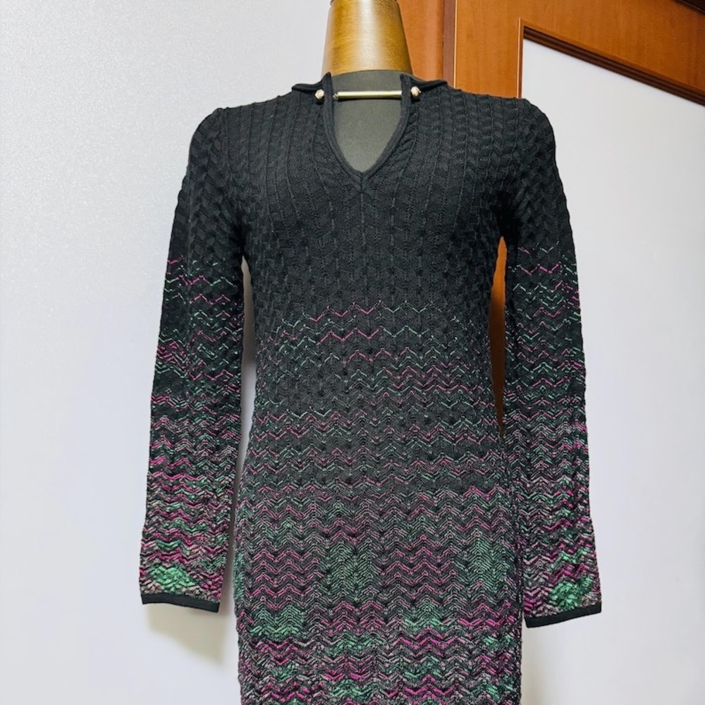 Missoni Chevron Zig Zag Knee Length Long Sleeve Dress Size 4 Cocktail